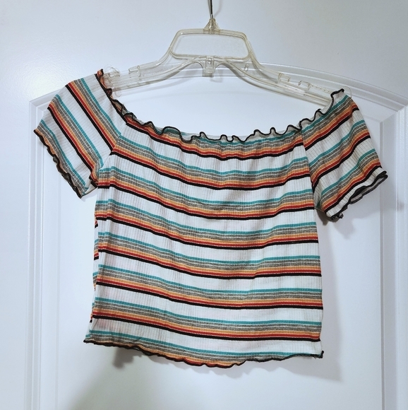 Off The Shoulder Crop Top Tee - Picture 1 of 3